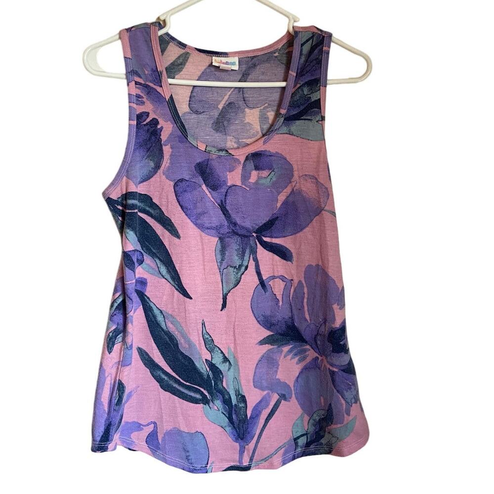 Lularoe Floral Sleeveless Pink Purple Top S Vacation Cruise Wear Hawaii Beach